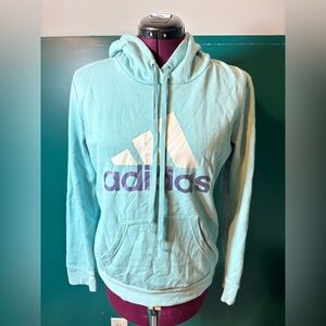 Adidas Light Blue Teal Hoodie Sweatshirt with Blue Logo